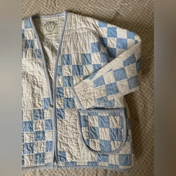 Quilt Jacket Irish Chain patchwork Upcycled - Picture 3 of 4